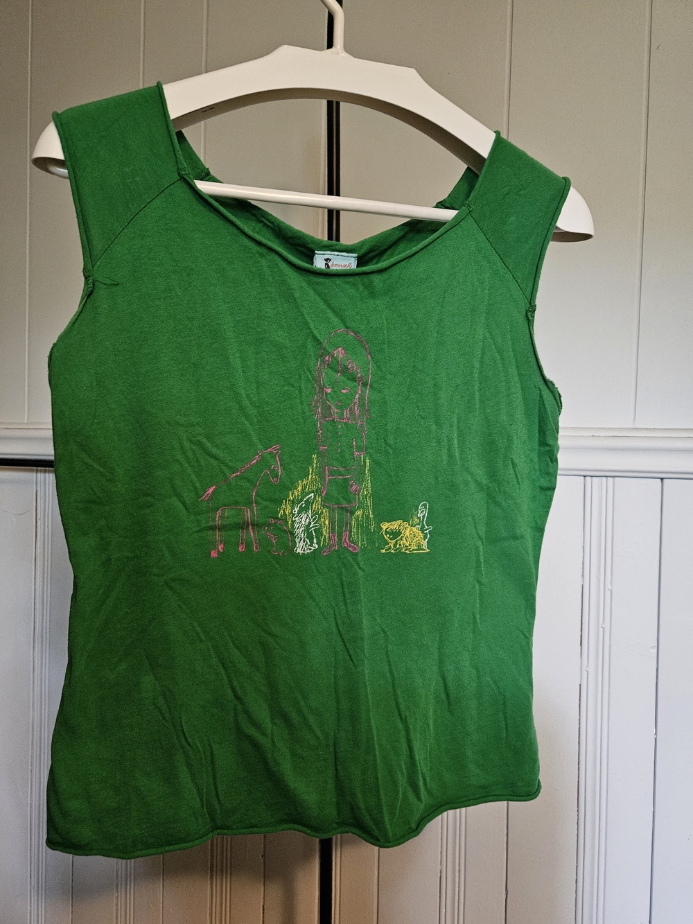 💚 Damsel Y2K Indie Grunge Graphic Raw Edge Green Tank Top